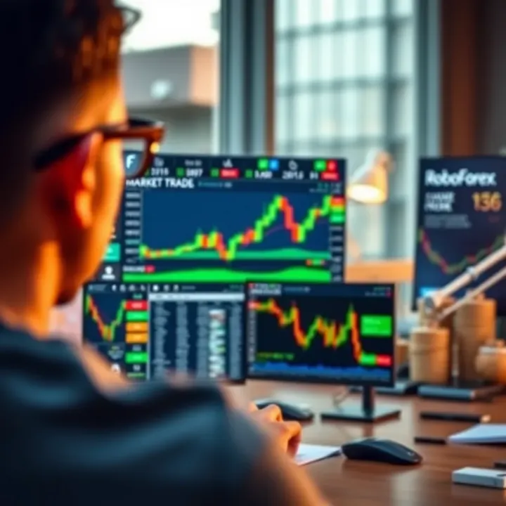 RoboForex Members Area Trading Platform Interface Interactive trading platform interface highlighting market analysis and user support features