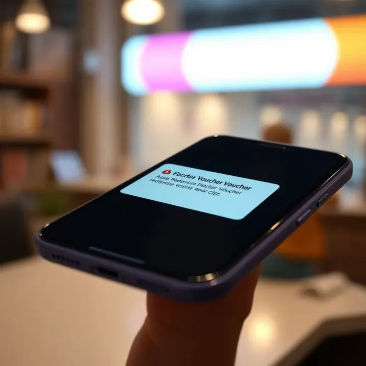 Close-up of a smartphone screen displaying an error message while redeeming a digital voucher on a mobile app