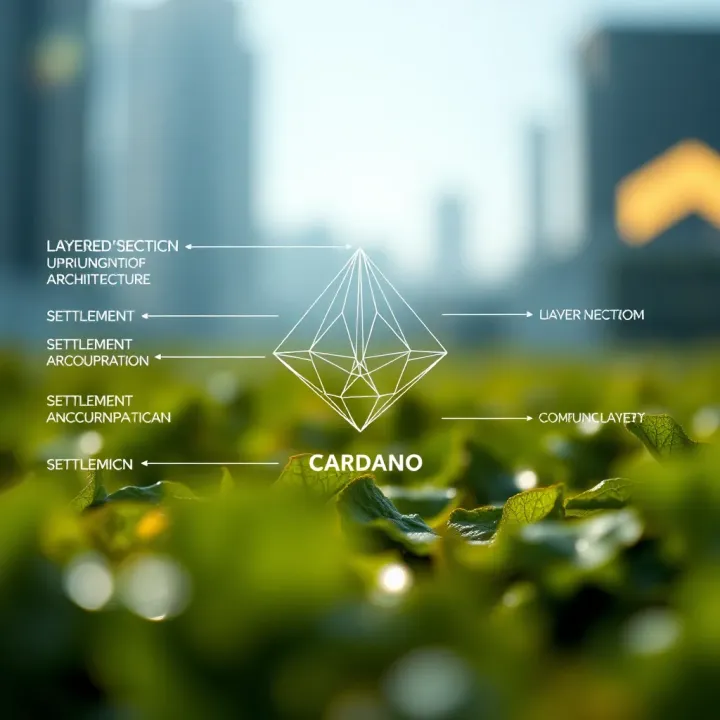 Diagram illustrating Cardano's layered blockchain architecture showing separation of settlement and computation layers