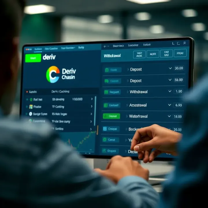 Deriv Cashier Transaction Interface Overview Screenshot of Deriv Cashier interface highlighting deposit and withdrawal options