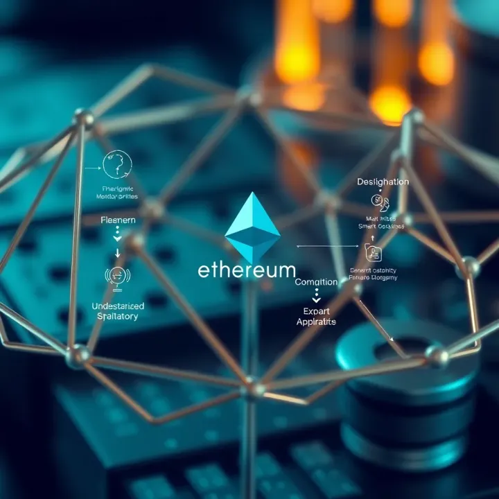 Diagram illustrating Ethereum blockchain architecture with smart contracts and decentralized applications