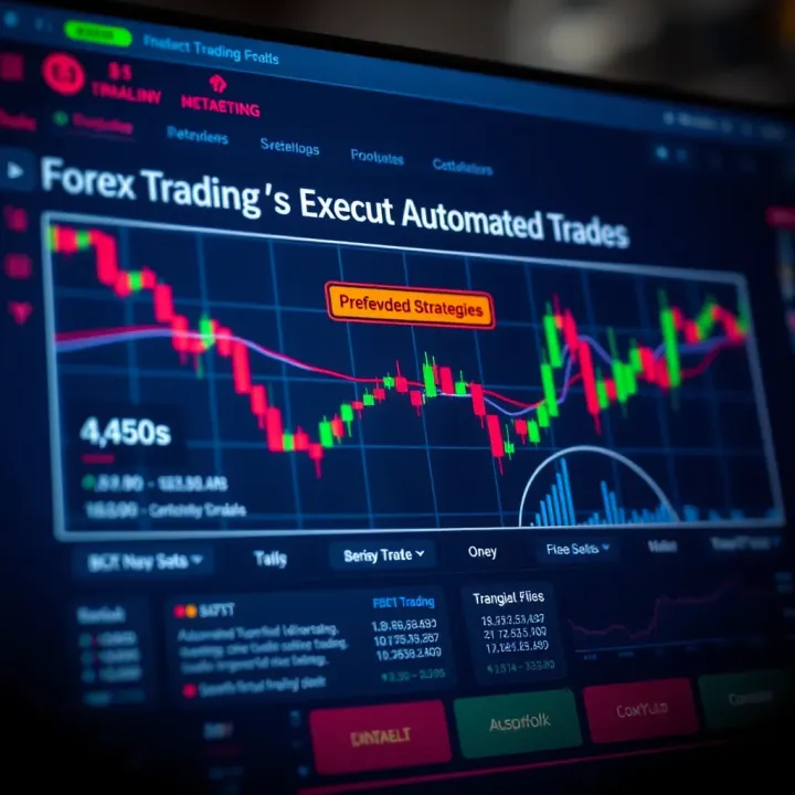 Diagram illustrating the automated execution of trades by a forex trading bot using predefined strategies