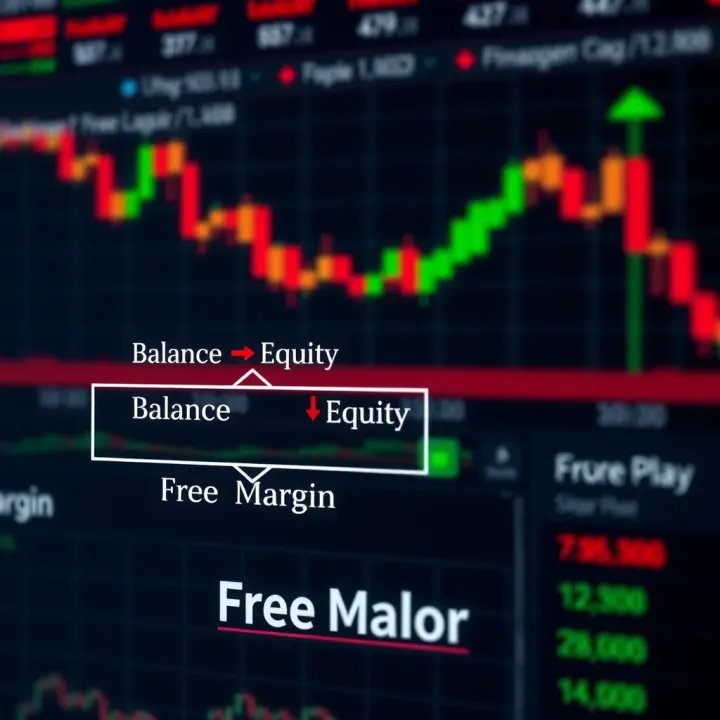 Diagram showing the relationship between balance, equity, and free margin in a forex trading account