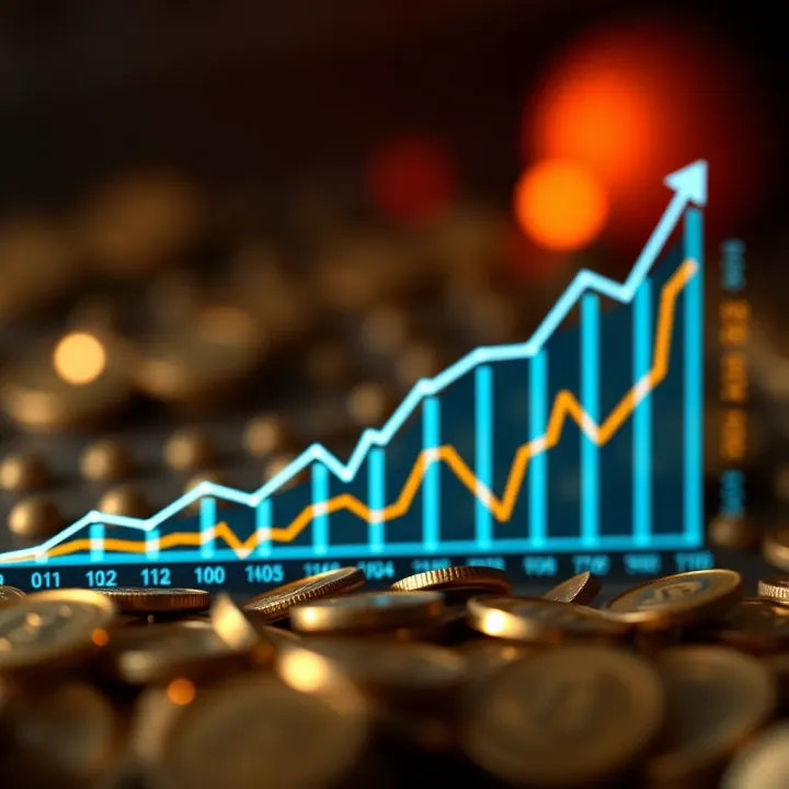 Graph showing steady growth of cryptocurrency value over time symbolizing holding strategy