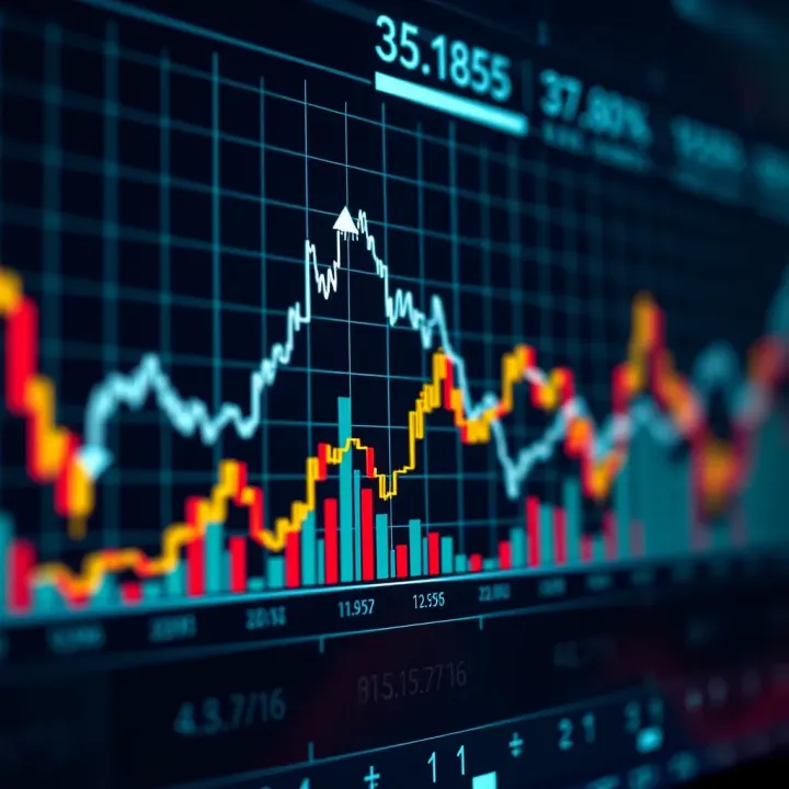 Graph showing upward and downward trends in stock indices trading