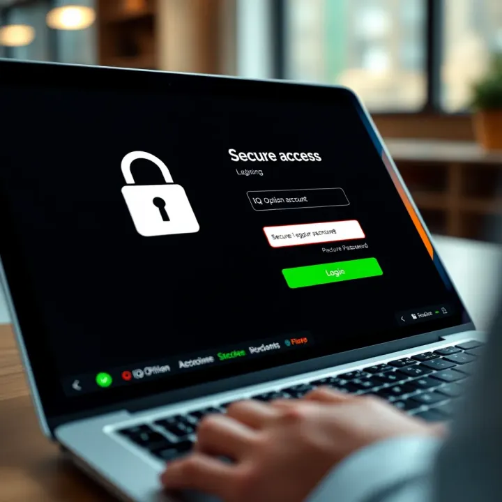 Secure Access to IQ Option Account Secure login screen with username and password fields highlighted on a digital device