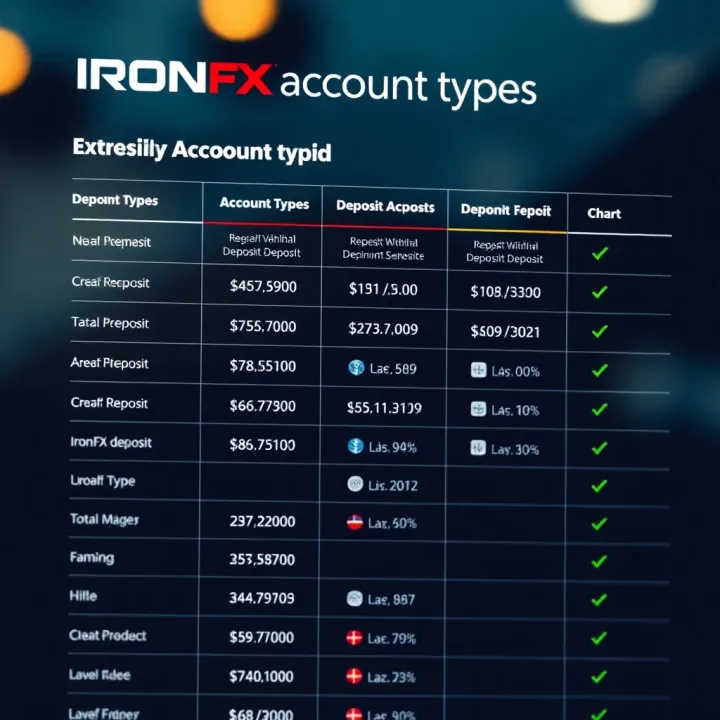 Chart illustrating IronFX account types and their specific minimum deposit requirements