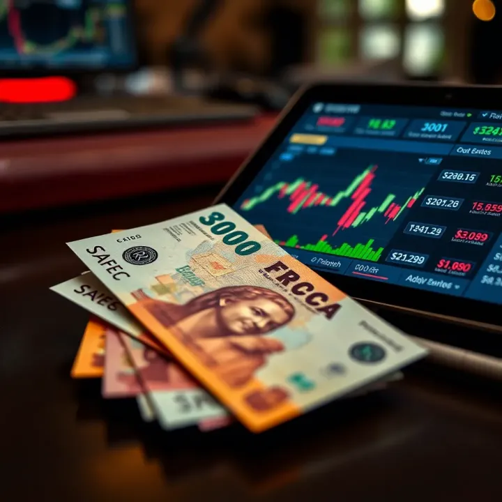 Navigating RCG Markets Withdrawal Policies for South African Traders South African currency notes alongside a digital tablet displaying financial data