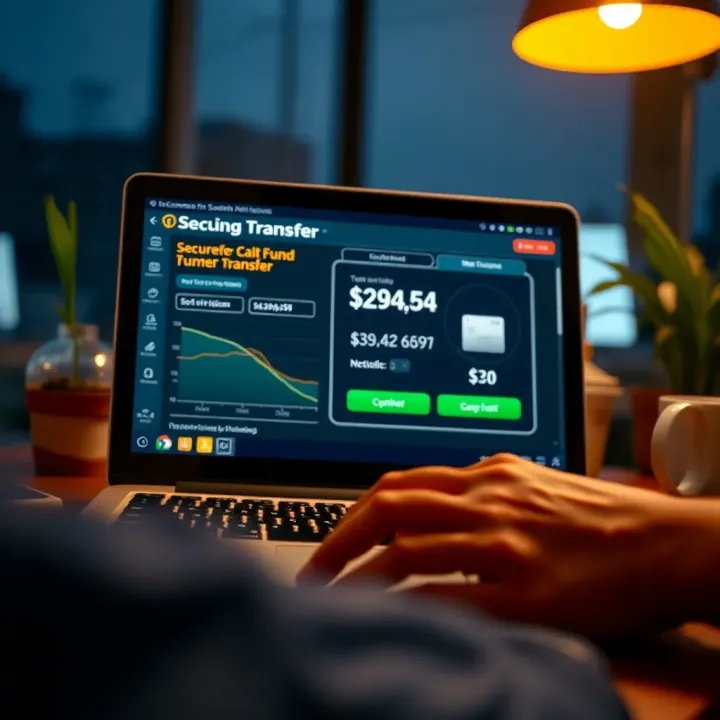 Illustration of secure online funds transfer interface for South African users