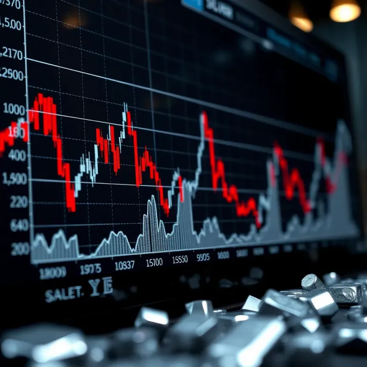 Graph showing fluctuations in silver prices influenced by market trends and economic factors