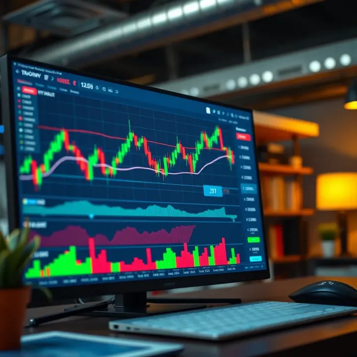 TradingView platform displaying candlestick charts and technical indicators relevant for binary options trading