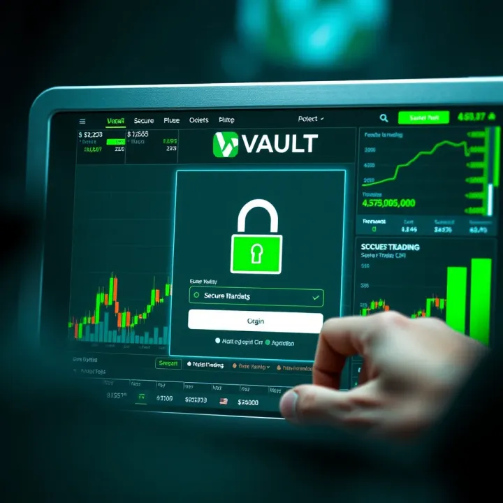 Secure login screen highlighting encryption and security features for digital trading