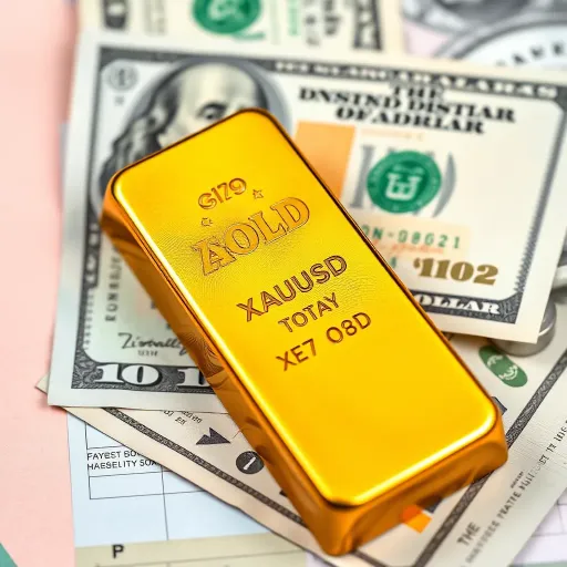 Gold Bars and US Dollar Bills Symbolizing XAUUSD Trading Gold bars placed next to US dollar bills representing the XAUUSD trading pair