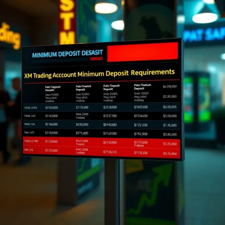 Overview of XM Trading Account Minimum Deposit Requirements Visual representation of various XM account types with associated minimum deposit requirements